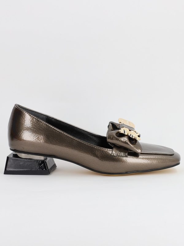 Pantofi cu Toc jos Eleganti din Piele Ecologica Platina - BS161BA2308178 122