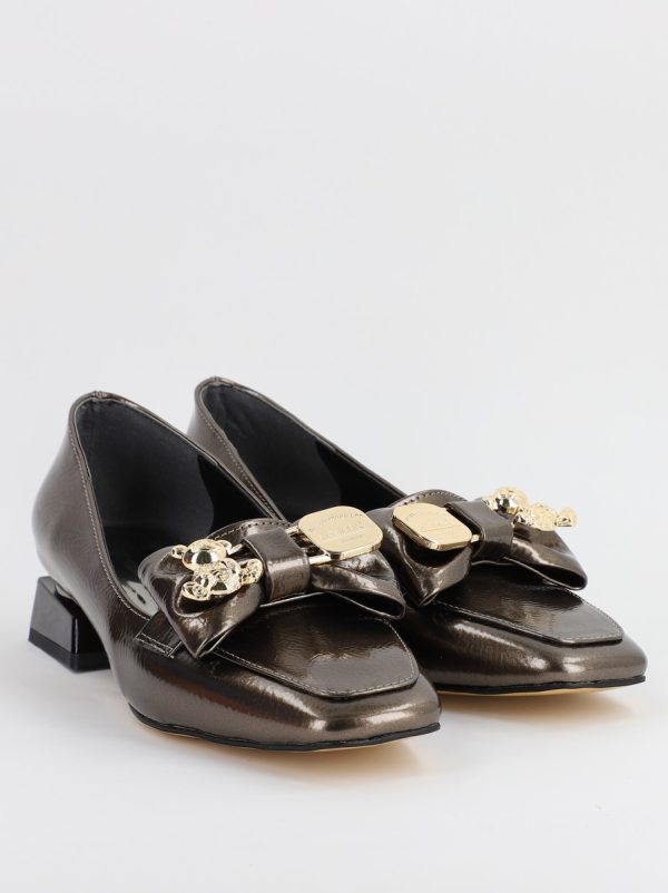 Pantofi cu Toc jos Eleganti din Piele Ecologica Platina - BS161BA2308178 124