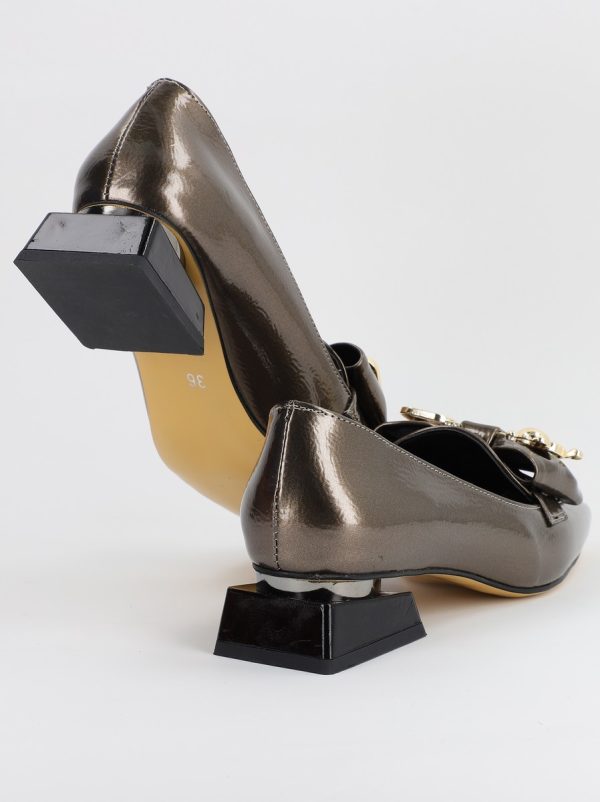Pantofi cu Toc jos Eleganti din Piele Ecologica Platina - BS161BA2308178 120