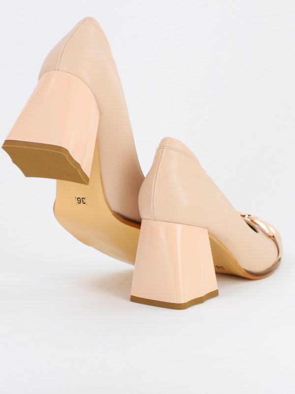 Pantofi Dama cu Toc din Piele Ecologica bej- BS680PT2308139 121