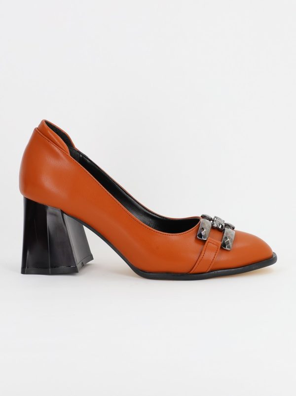 Pantofi Dama cu Toc din Piele Ecologica maro - BS680PT2308137 121