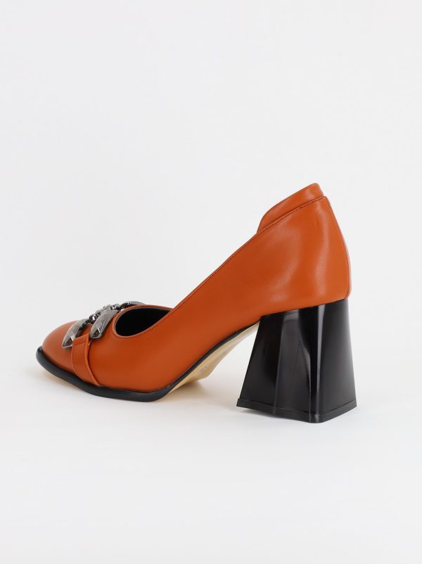 Pantofi Dama cu Toc din Piele Ecologica maro - BS680PT2308137 120