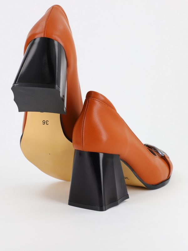 Pantofi Dama cu Toc din Piele Ecologica maro - BS680PT2308137 119