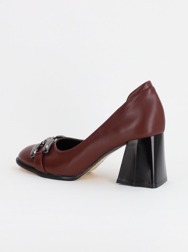 Pantofi Dama cu Toc din Piele Ecologica bordo - BS680PT2308138 120