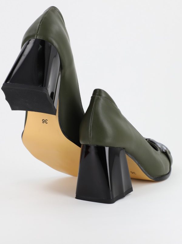 Pantofi Dama cu Toc din Piele Ecologica kaki - BS680PT2308136 119