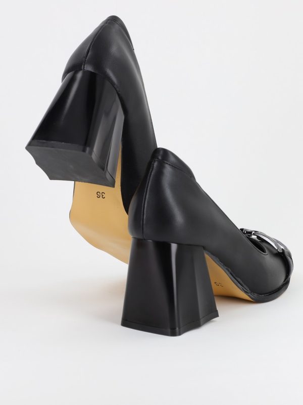 Pantofi Dama cu Toc din Piele Ecologica negru- BS680PT2308141 119