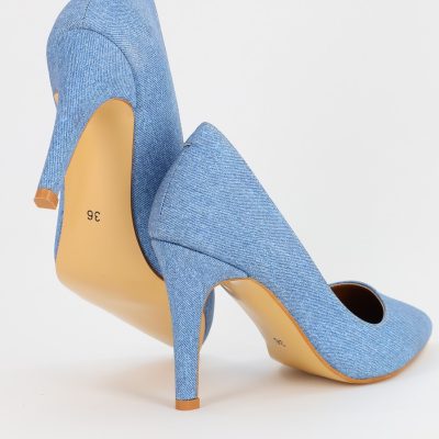 Pantofi Dama cu Toc subtire stiletto albastru deschis denim (BS799AY2308102)