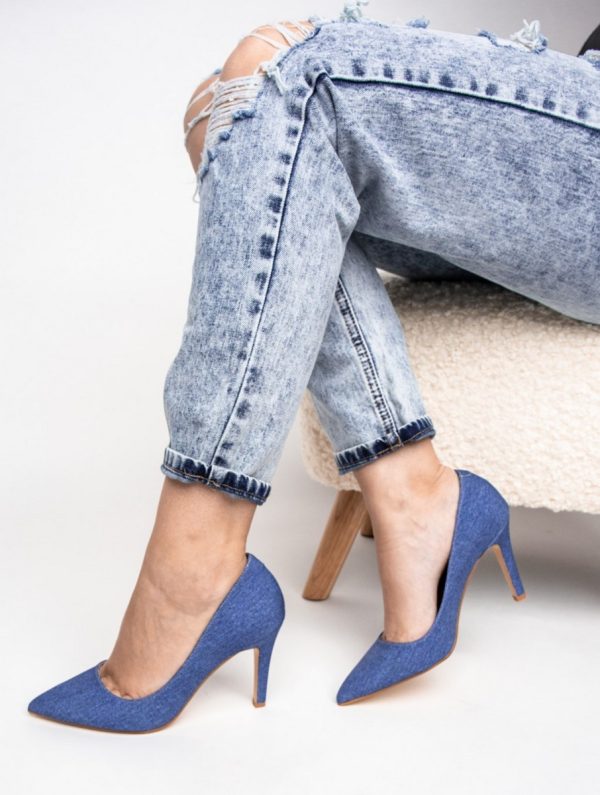 Pantofi Dama cu Toc subtire stiletto albastru inchis denim (BS799AY2308103) 119