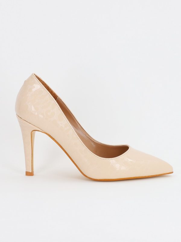 Pantofi Dama cu Toc subtire stiletto bej cu model (BS799AY2308123) 120