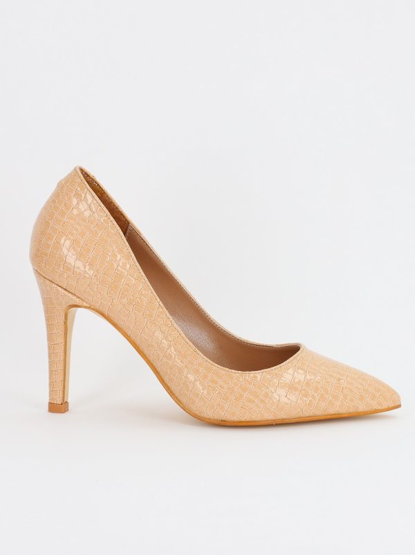 Pantofi Dama cu Toc subtire stiletto bej texturat (BS799AY2308122) 120