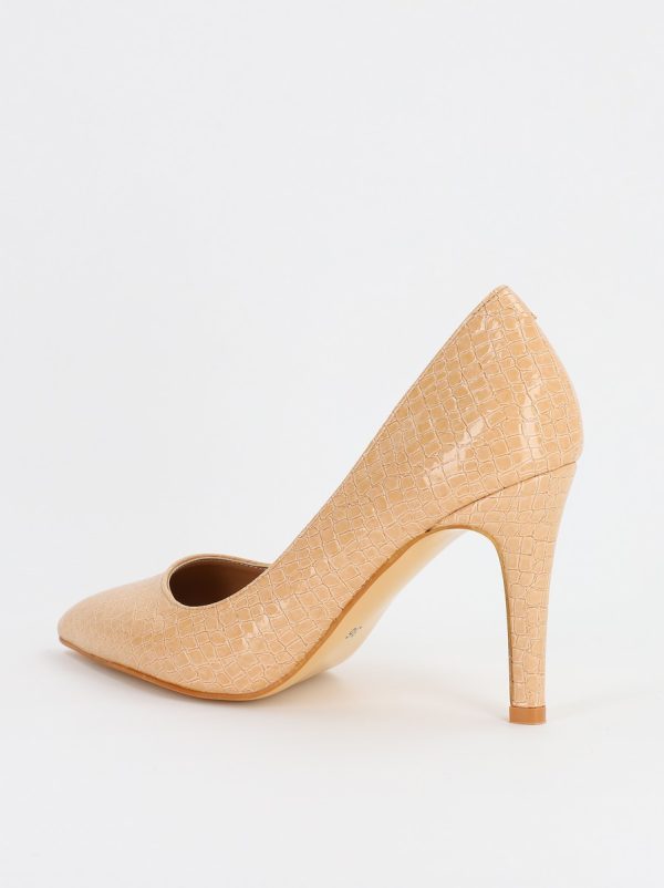 Pantofi Dama cu Toc subtire stiletto bej texturat (BS799AY2308122) 121