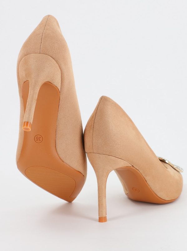 Pantofi Dama cu Toc subtire stiletto cu pietricele bej (BS19S2307053) 119