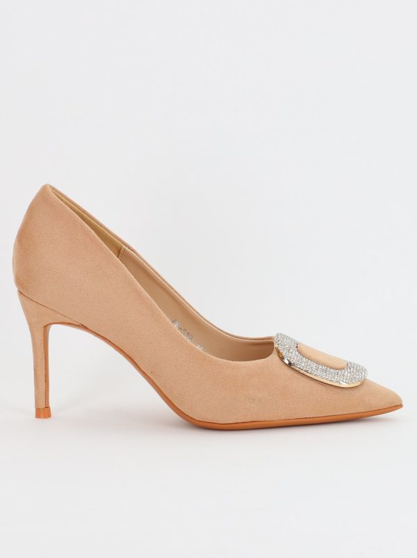 Pantofi Dama cu Toc subtire stiletto cu pietricele bej (BS19S2307053) 120