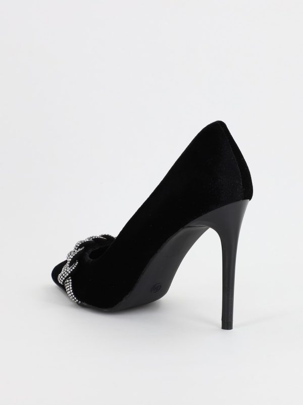 Pantofi Dama cu Toc subtire stiletto cu pietricele negru (BS2825L2307142) 122
