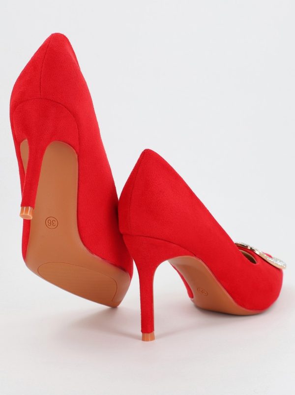 Pantofi Dama cu Toc subtire stiletto cu pietricele rosu (BS19S2307052) 119