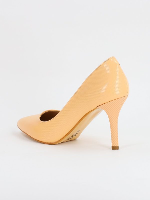 Pantofi Dama cu Toc subtire stiletto din Piele Eco Bej cu dungi (BS795AY2308162) 120
