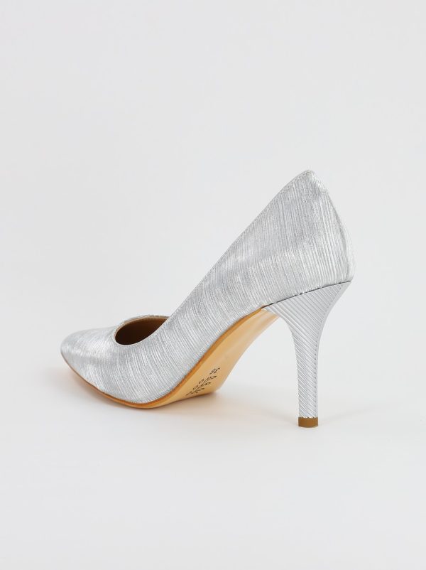 Pantofi Dama cu Toc subtire stiletto din Piele Eco cu argintiu cu dungi (BS795AY2308132) 120