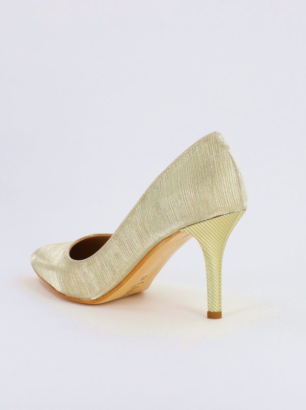 Pantofi Dama cu Toc subtire stiletto din Piele Eco cu auriu cu dungi (BS795AY2308131) 121