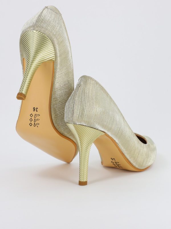 Pantofi Dama cu Toc subtire stiletto din Piele Eco cu auriu cu dungi (BS795AY2308131) 123
