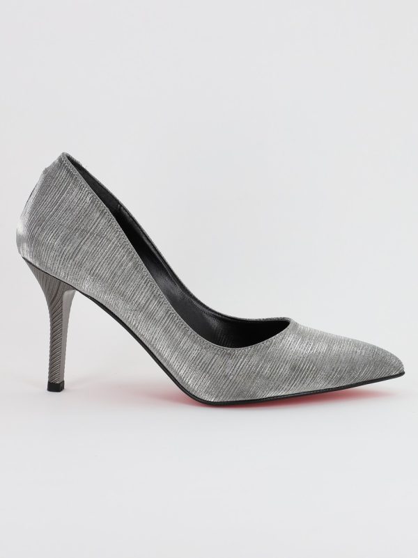 Pantofi Dama cu Toc subtire stiletto din Piele Eco cu platina cu dungi (BS795AY2308134) 119