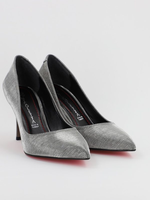 Pantofi Dama cu Toc subtire stiletto din Piele Eco cu platina cu dungi (BS795AY2308134) 122