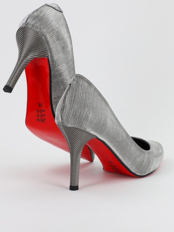 Pantofi Dama cu Toc subtire stiletto din Piele Eco cu platina cu dungi (BS795AY2308134) 123