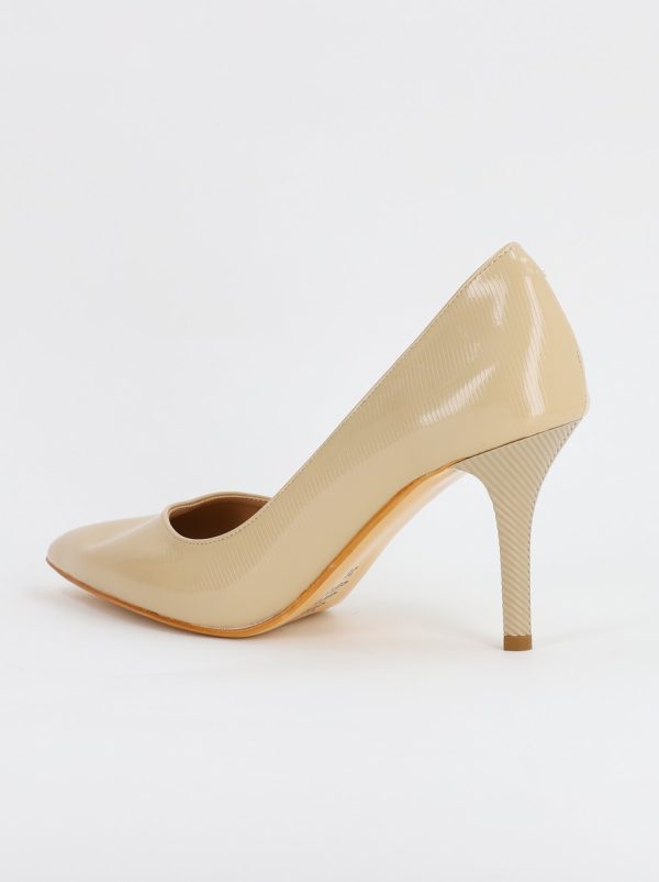 Pantofi Dama cu Toc subtire stiletto din Piele Eco Nud cu dungi (BS795AY2308163) 120