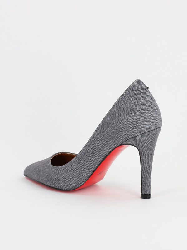 Pantofi Dama cu Toc subtire stiletto gri deschis denim (BS799AY2308104) 122