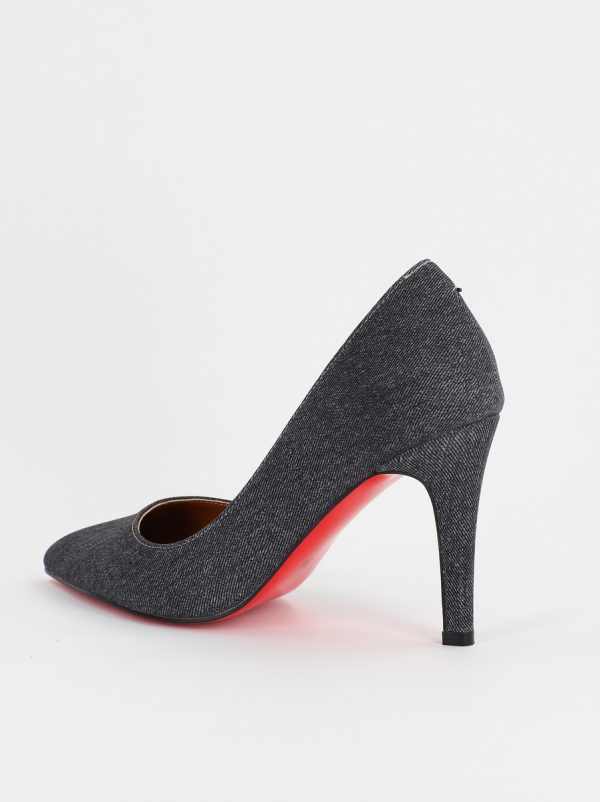 Pantofi Dama cu Toc subtire stiletto gri inchis denim (BS799AY2308101) 121