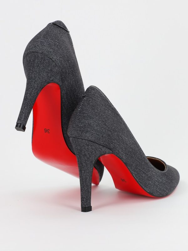 Pantofi Dama cu Toc subtire stiletto gri inchis denim (BS799AY2308101) 119