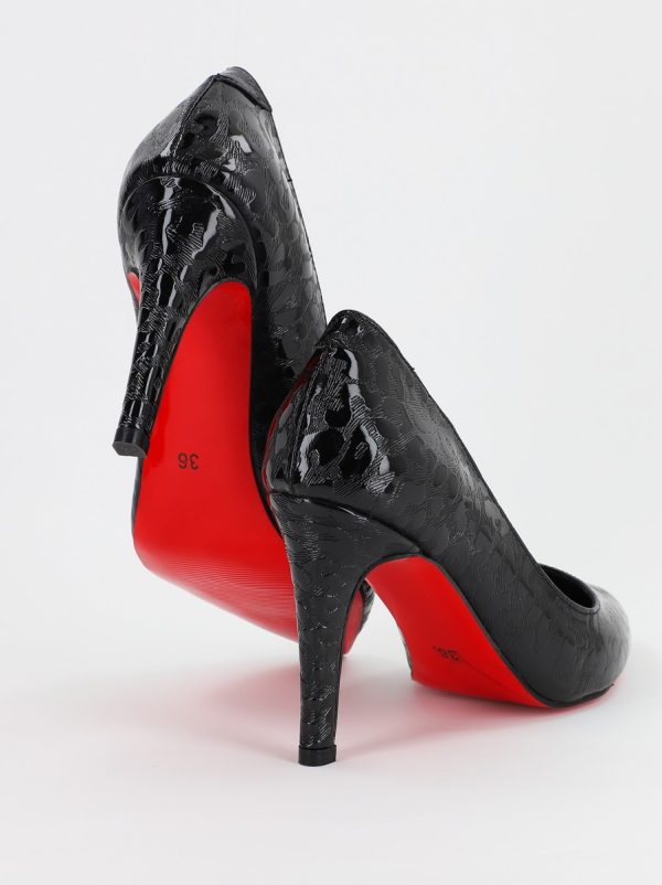 Pantofi Dama cu Toc subtire stiletto negru cu model (BS799AY2308120) 119