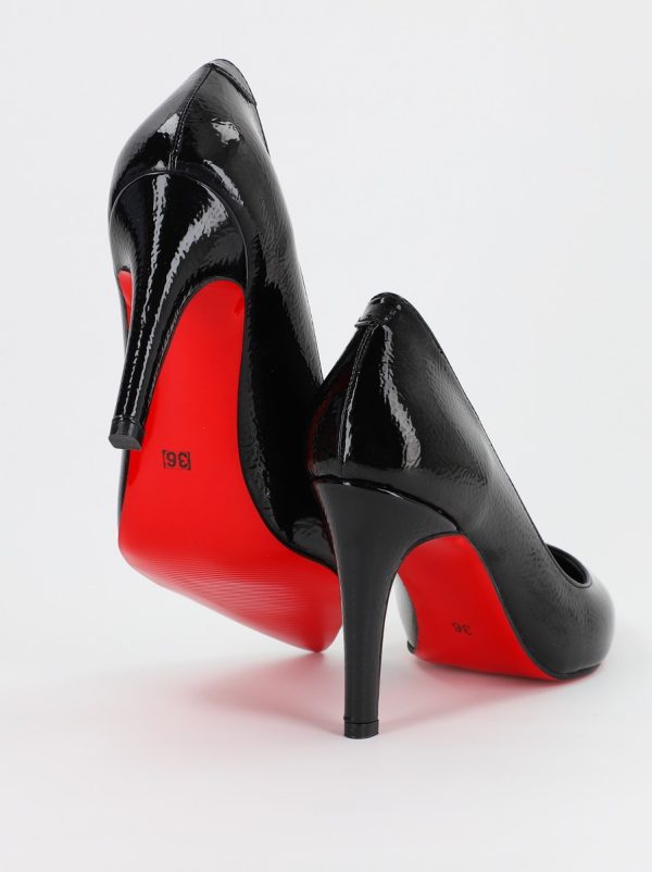 Pantofi Dama cu Toc subtire stiletto negru incretit (BS799AY2308121) 125