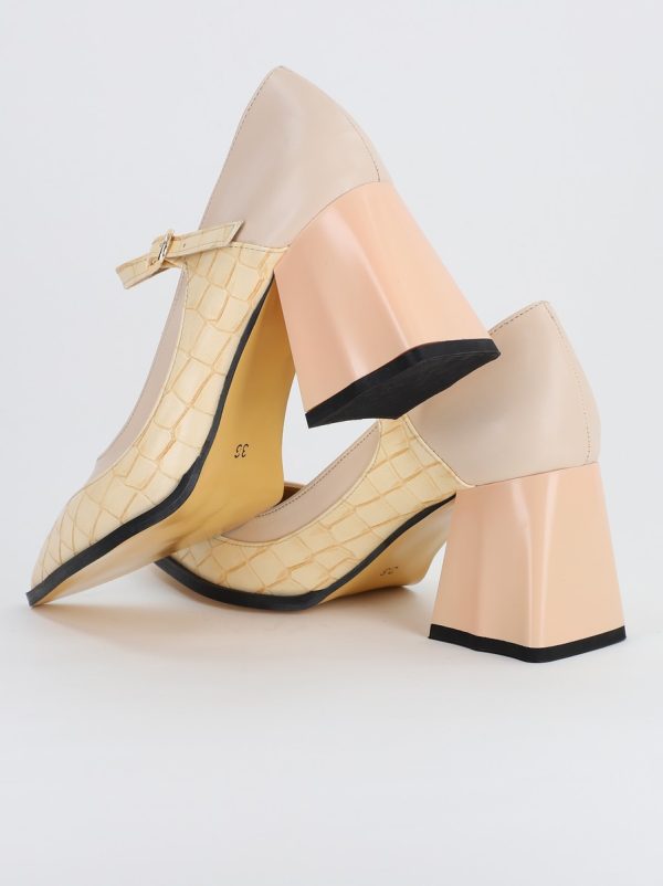 Pantofi Dama Piele Eco vartf ascutit cu Toc bej (BS761PT2308151) 119