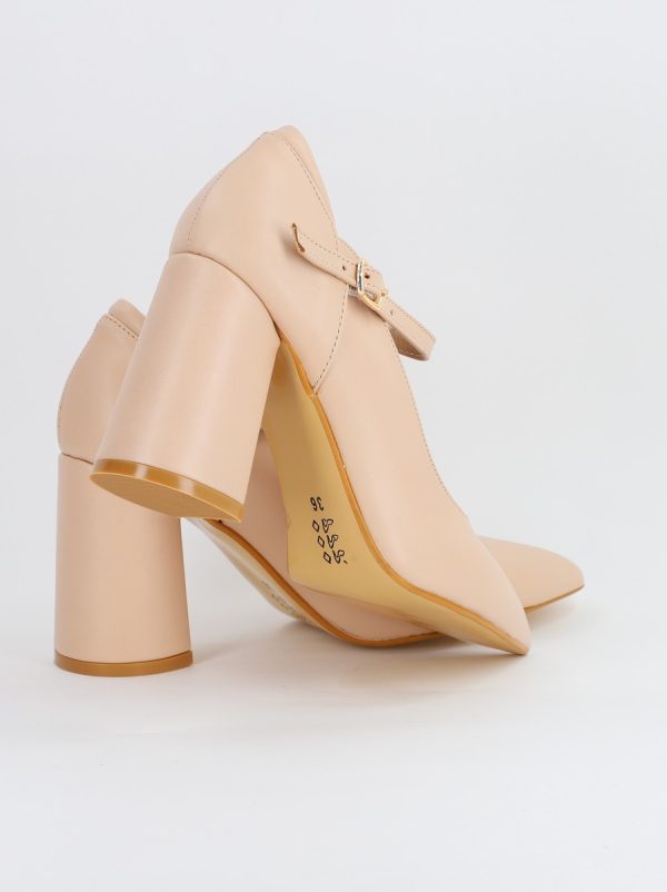 Pantofi Dama Piele Eco Vartf Ascutit cu Toc Bej (BS901AY2308165) 119