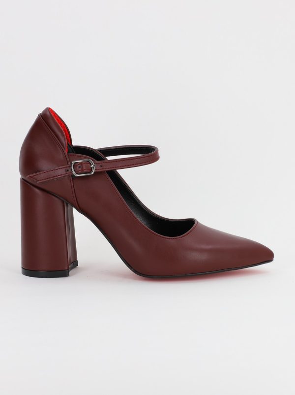 Pantofi Dama Piele Eco Vartf Ascutit cu Toc Bordo (BS901AY2308114) 121