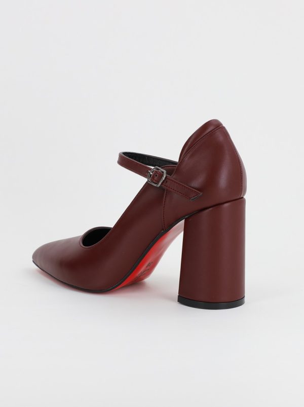 Pantofi Dama Piele Eco Vartf Ascutit cu Toc Bordo (BS901AY2308114) 120