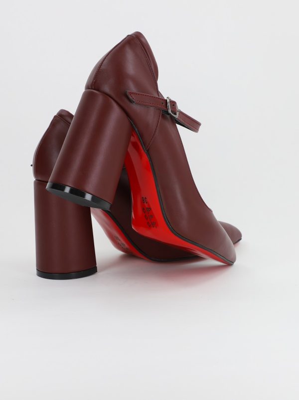Pantofi Dama Piele Eco Vartf Ascutit cu Toc Bordo (BS901AY2308114) 119