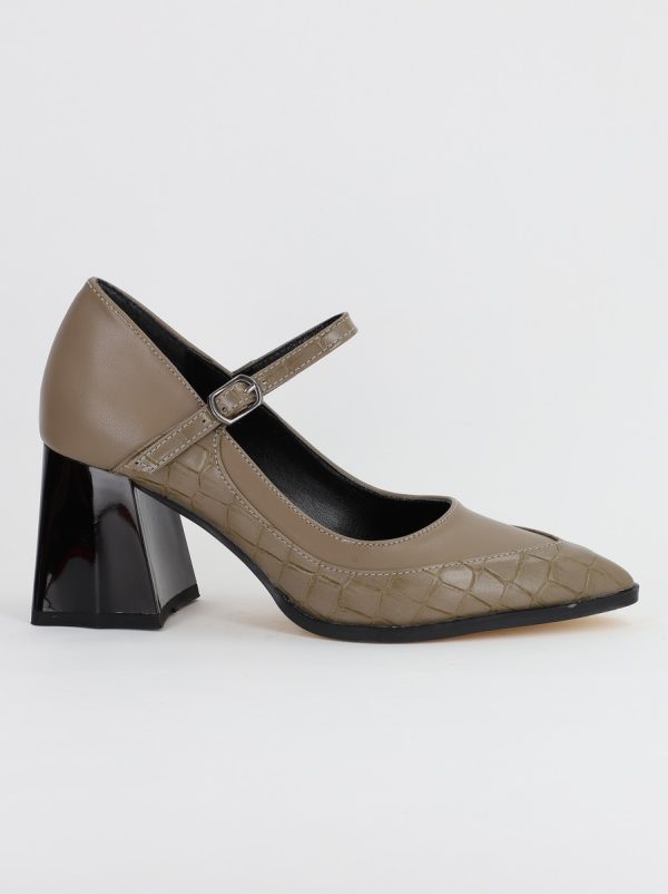 Pantofi Dama Piele Eco vartf ascutit cu Toc gri (BS761PT2308152) 122