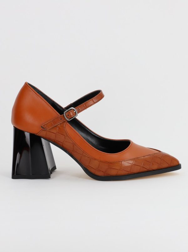 Pantofi Dama Piele Eco vartf ascutit cu Toc maro (BS761PT2308148) 122