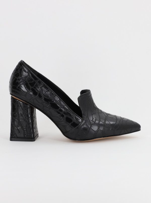 Pantofi Dama Piele Eco Vartf Ascutit cu Toc Negru BS066PT2308153 121