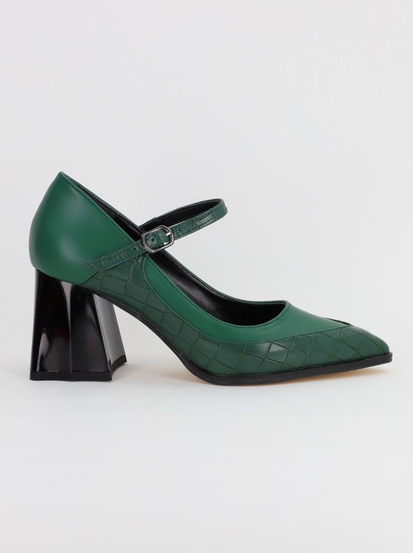 Pantofi Dama Piele Eco vartf ascutit cu Toc verde (BS761PT2308149) 122