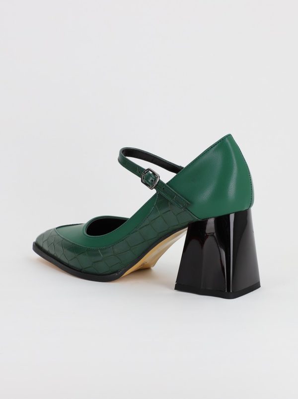 Pantofi Dama Piele Eco vartf ascutit cu Toc verde (BS761PT2308149) 121