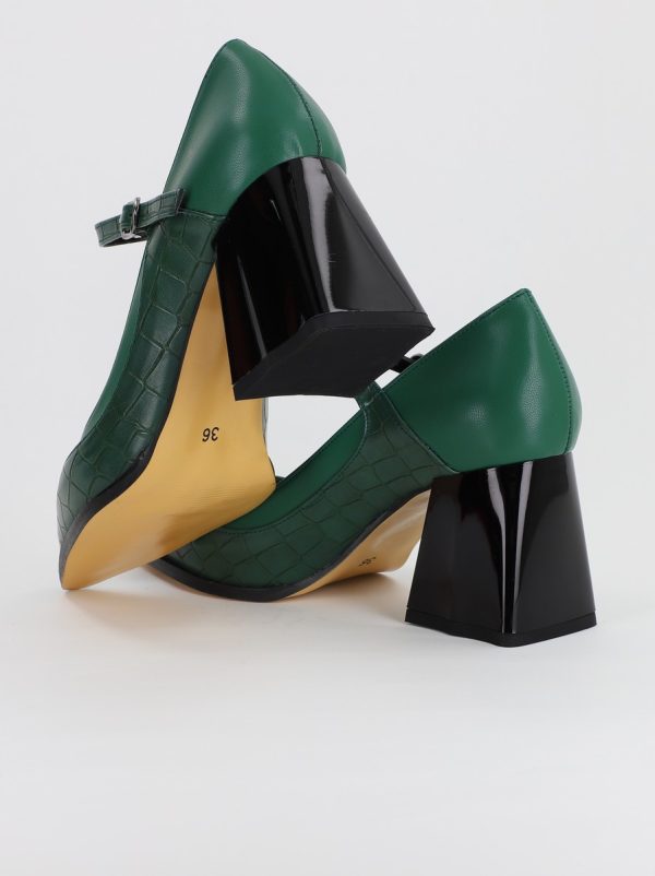 Pantofi Dama Piele Eco vartf ascutit cu Toc verde (BS761PT2308149) 120