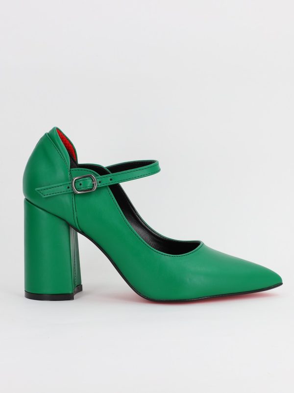 Pantofi Dama Piele Eco Vartf Ascutit cu Toc Verde (BS901AY2308164) 121