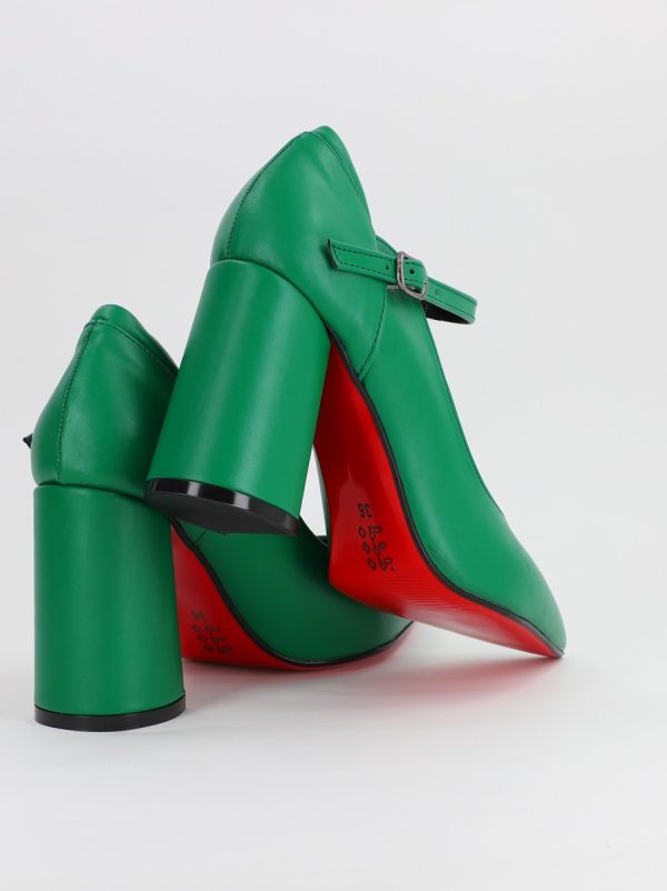 Pantofi Dama Piele Eco Vartf Ascutit cu Toc Verde (BS901AY2308164) 119