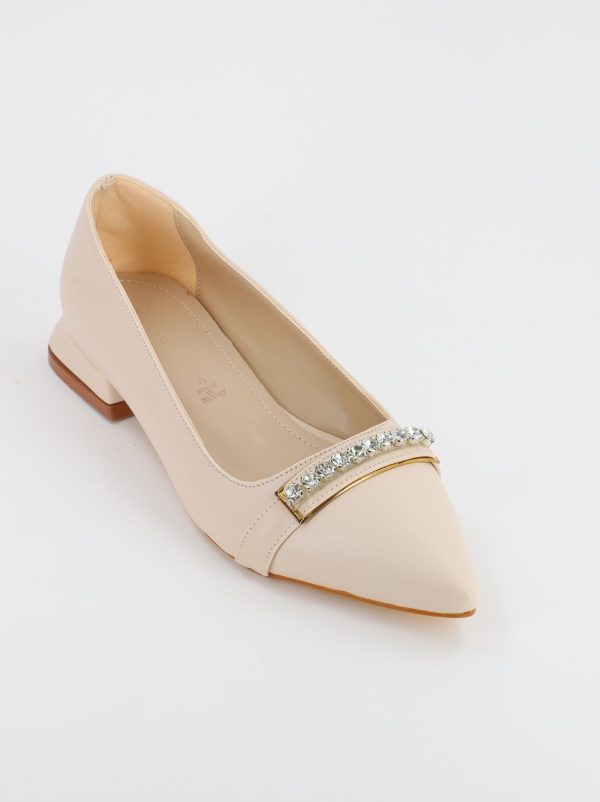 Pantofi Dama Piele Ecologica vartf ascutit cu Toc Jos bej (BS101BA2308127) 120