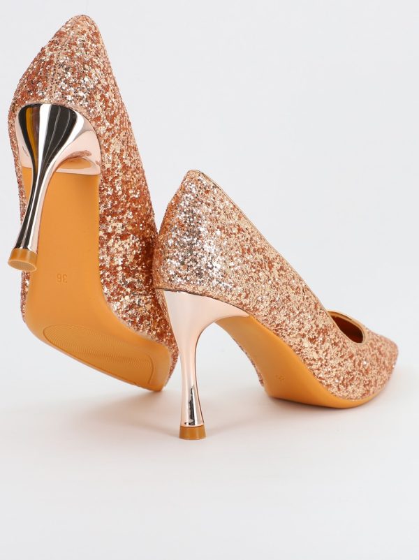 Pantofi Dama stiletto cu sclipici champagne (BS2682PT2307137) 119