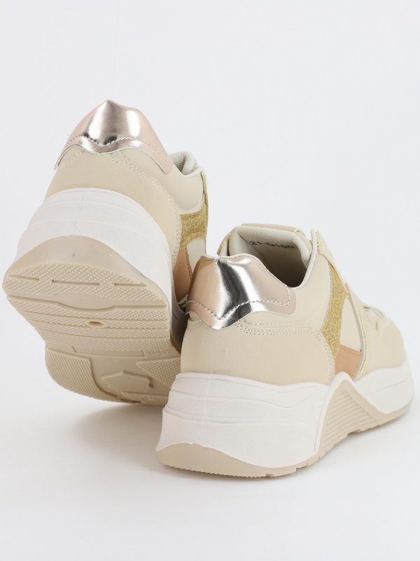 Pantofi sport dama banda cu sclipici bej cu auriu (BS2100Q2307166) 120