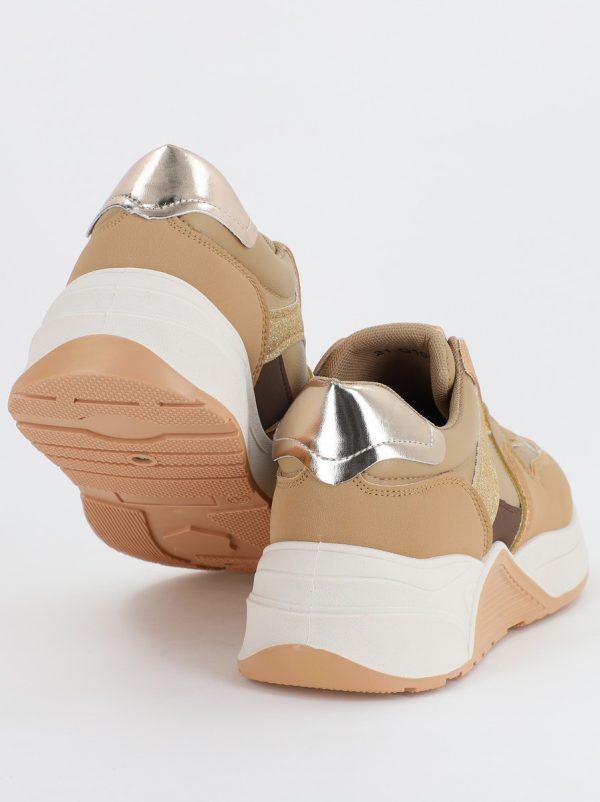 Pantofi sport dama banda cu sclipici kaki cu auriu (BS2100Q2307167) 120