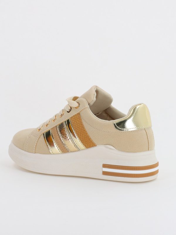 Pantofi Sport Dama cu șiret piele eco bej BS248EV2307129 124